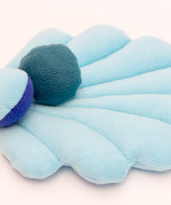 Einzelstück Muschelkissen Eisblau mit zwei Perlen